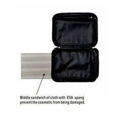 Shonpy toiletry bag in use showing large compartments for full-size items.