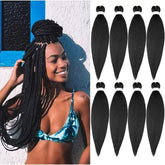 ShowCoco pre-stretched braiding hair closeup shows natural black color for seamless box braids.