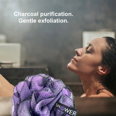 Shower Bouquet charcoal-infused scrubbers purify skin while exfoliating softly
