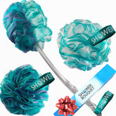 Shower Bouquet double-sided back scrubber for thorough cleansing and smoother skin.
