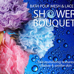 Shower Bouquet ribbon-handle loofah for drying and hanging