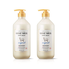 SHOWERMATE AEKYUNG goat-milk body wash bottle shows deep hydration in action.