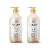 SHOWERMATE Premium Goat Milk Body Wash bottle closeup highlights hydrating formula for dry skin.