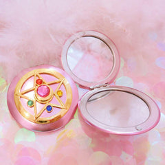 SHOWLOUE makeup compact mirror open shows double-sided view for precise checks on the go