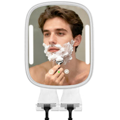 Showvigor heated-shower-mirror anti-fog front view enables a clear shave.