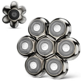 SHPAVVER 7D shave head closeup showing durable stainless steel for precise contours