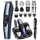 SHPAVVER beard trimmer blue front view shows precise grooming on the go