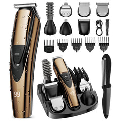 SHPAVVER Beard Trimmer gold full-kit for precise at-home grooming.