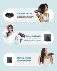 SHRATE diffuser nozzle close-up highlighting versatile curling options during styling.