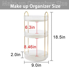 Shuang Qing rotating makeup organizer with 360 rotation provides quick access to cosmetics.