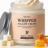 SHUIKU beef tallow honey balm jar closeup for ultra-nourishing moisture