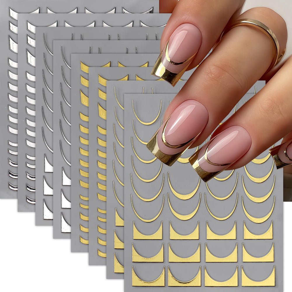 SHUXILIN 8 sheets french stripe nail stickers for easy DIY manicures
