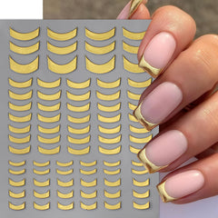 SHUXILIN gold and silver geometric waved stickers for chic nail art