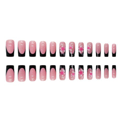 SHUXILIN hibiscus nails ready-to-wear application with glue demonstrates quick at-home manicure