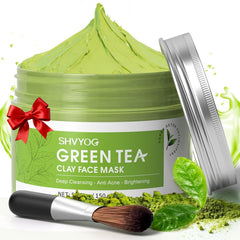 SHVYOG Green Tea Face Mask packaging showcases premium clay detox for radiant skin.