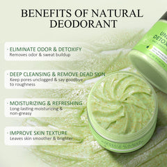 Green tea close-up communicates antioxidant-rich formula for refreshed armpits.