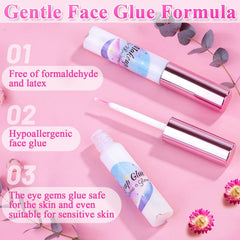 Shynek waterproof makeup glue on skin with gems shows sweat resistance for all-day wear.