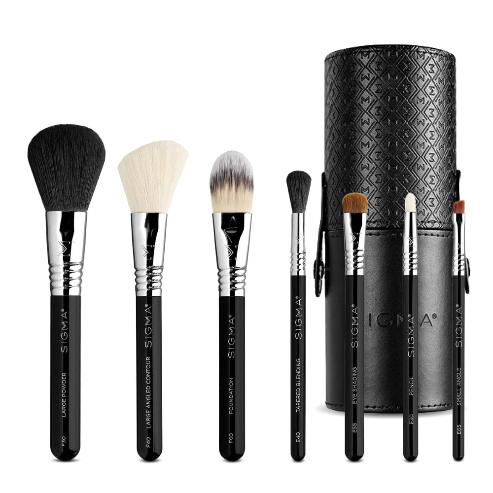 Sigma Beauty 7-piece travel brush set in case for easy on-the-go makeup