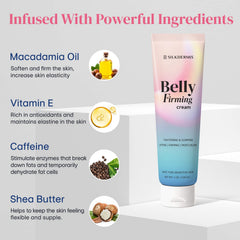SILKDERMIS B Firming Cream being applied to abdomen for daily firming