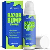SilkySecret Razor Bump Stopper bottle for post-shave relief and smoothing sensitivity.