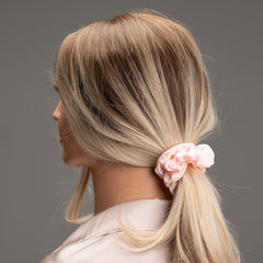 Silmer Silk Scrunchies Ponytail secured with soft elastic for reliable hold.