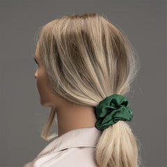 Silmer Silk Scrunchies texture close-up reveals smooth silk reducing friction on hair.