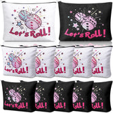 SilTriangle 12-pcs bunco makeup bags set with Lets Roll design for party favors.