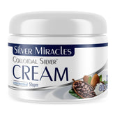 Silver Miracles cream jar front showing fragrance-free formula for dry skin relief.