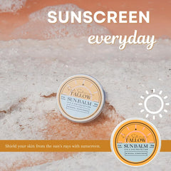 Simple Sophistication Tallow Sun Balm application showing easy rub-in texture for sensitive skin