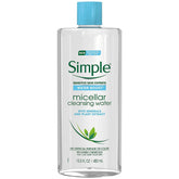 Simple Water Boost Micellar Cleansing Water bottle highlights hydrating formula for sensitive skin.