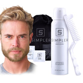 SIMPLER HAIR COLOR men's kit unboxing showing easy-to-use dye bottle for effortless application