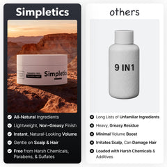 Simpletics Hair Clay strong hold texture closeup suggests long-lasting, flexible control.