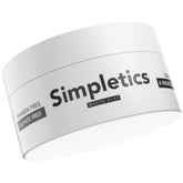 Simpletics Hair Clay Vanilla bottle closeup highlights clean ingredients for matte styling.