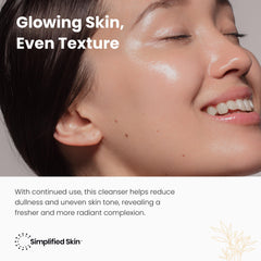 Simplified Skin glycolic face wash foaming lather demonstrates cleansing and exfoliation in one step.