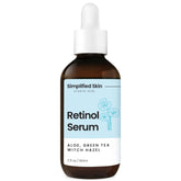 Simplified Skin retinol serum bottle ready for daily use, smoothing skin texture over time.