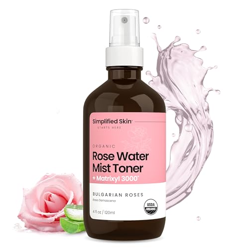 Simplified Skin rose water spray bottle provides refreshing hydration for daily use.
