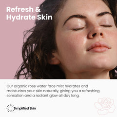 Simplified Skin rosewater toner pump provides alcohol-free hydration and pH balance.