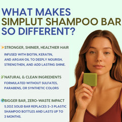 SIMPLUT rosemary-tea-tree shampoo bar close-up of ingredients biotin keratin argan oil