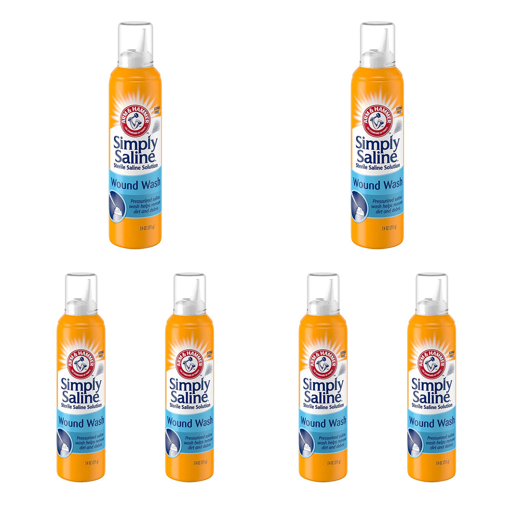 Simply Saline wound wash can with a steady pressurized spray for easy cleaning of minor wounds