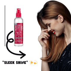 Simply Stylin' Light Silk Hair Spray in action tames frizz for smooth, glossy results.