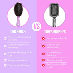 Simply Hair detangler closeup highlighting anti-static bristles for frizz-free brushing