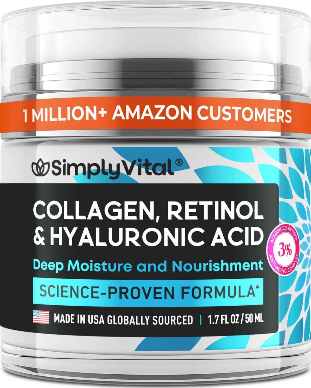 SimplyVital collagen-retinol-hyaluronic-cream-jar demonstrates rich hydration for daily use