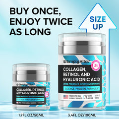 SimplyVital Collagen Retinol Hyaluronic Cream jar closeup texture highlights hydrating formula