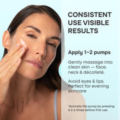 SimplyVital face neck décolleté application demonstrates unified hydration across zones.