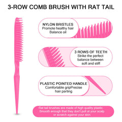 SIMPOR 3-row comb with rat-tail tip for precise parting and styling.