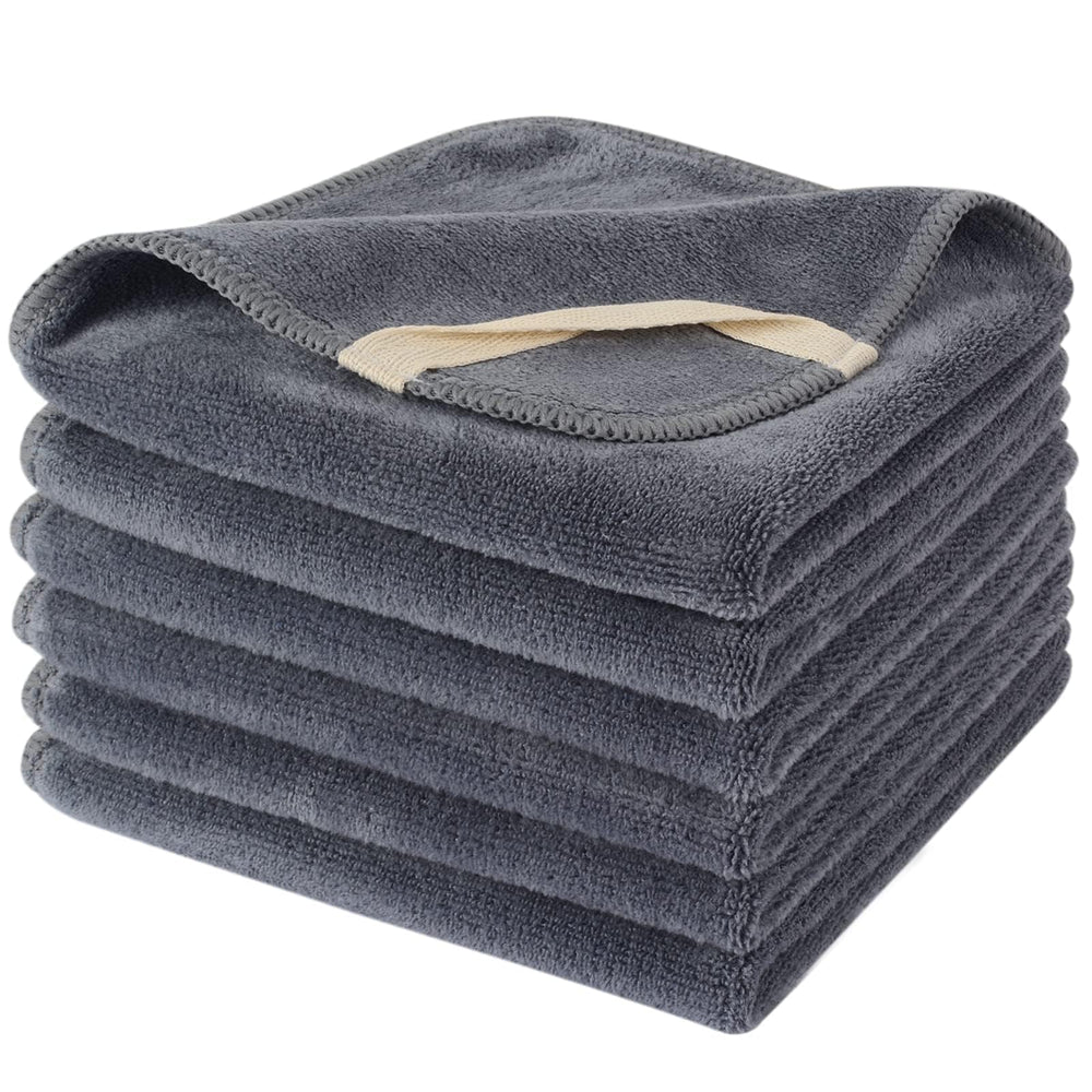 SINLAND microfiber facial cloths grey 6-pack with soft texture for gentle cleansing