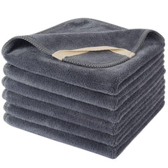 SINLAND microfiber facial cloths grey 6-pack with soft texture for gentle cleansing