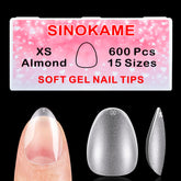 SINOKAME extra-short almond nail tips boxed for quick extensions.