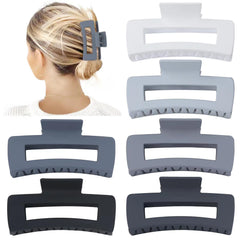 Sisiaipu square hair clip grey thick-hair front view showing grip.