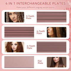 Sixriver hair crimper rose gold deep-waving plate close-up for soft beachy waves.